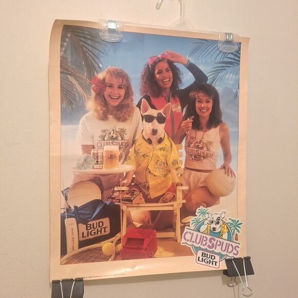 1988 Budweiser Club Spuds Mackenzie Poster Beer 14x17 Vintage Original - Picture 1 of 7